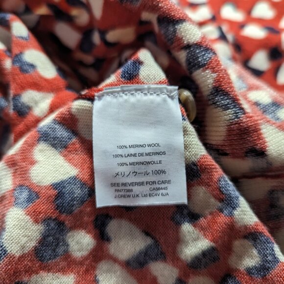 J Crew Merino Wool Heart Print Tippi Sweater Shoulder Button Lightweight Red M - Picture 6 of 6
